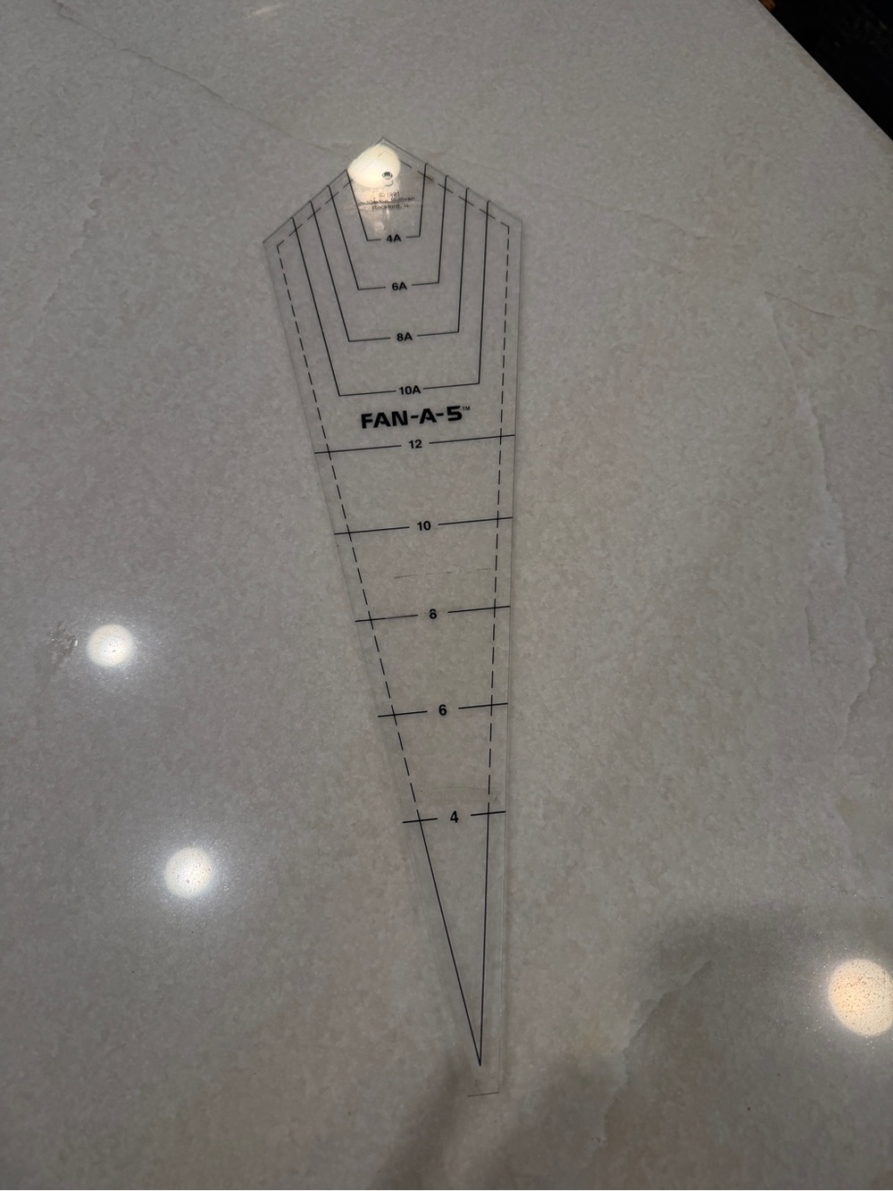 Vintage Clear Acrylic Fan Quilt Ruler with Black Markings